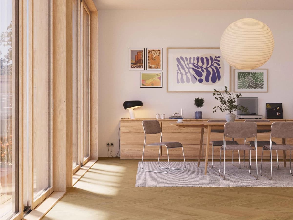 Blagovaonica s podom Bjelin Woodura Herringbone STOCKHOLM 3.0 Modern, fotografija sa službene stranice proizvoda SKU 348211.